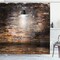 Ambesonne Brick Wall Shower Curtain, Dark Cracked Bricks and Ceiling Urban Lifestyle Building Modern City Theme Image, Cloth Fabric Bathroom Decor Set with Hooks, 69" W x 70" L, Black Red